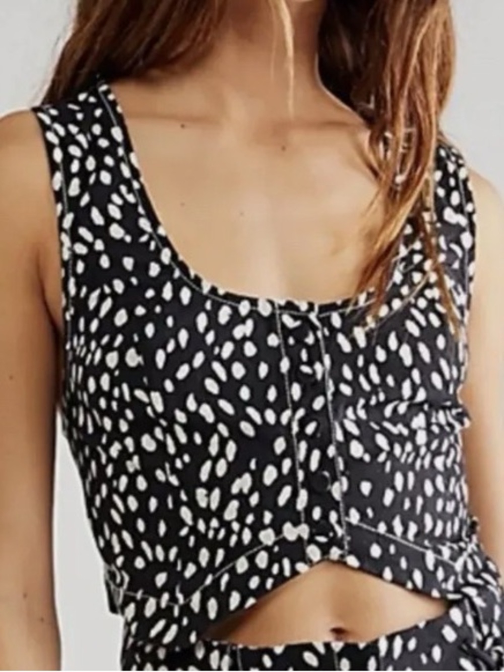 Free People Bennett Black and White Crop Top Tank - Size 2 - EUC